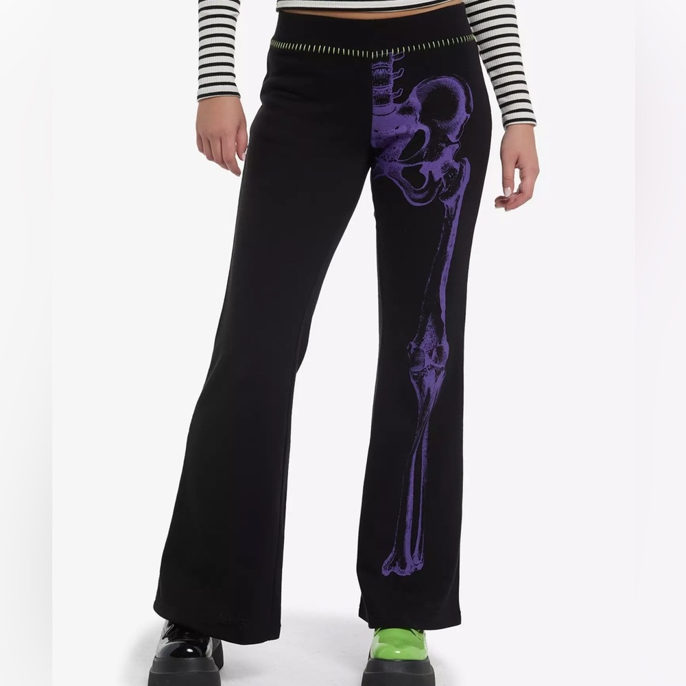 Purple Skeleton‎ Stitch Flare Lounge Pants Hot Topic Halloween